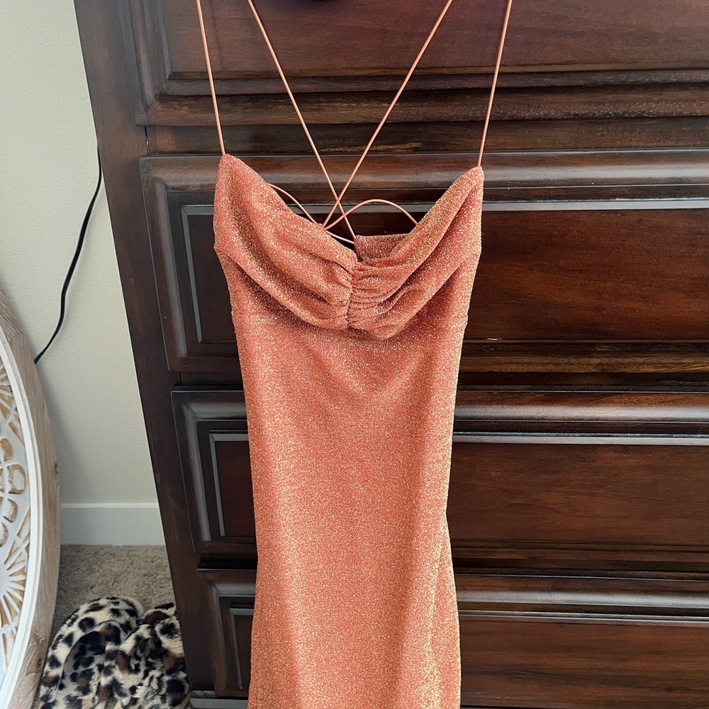 Elegant Orange Glitter Dress